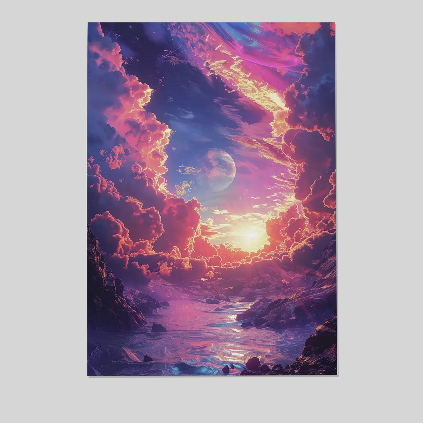 Clouds Wall Art, Abstract Art Print, Colourful Clouds And Sky Wall Art Poster