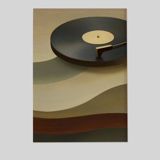 Retro Vinyl Record Art, Mid Century Modern Turntable Poster, Retro Music Decor, Vintage Poster Print