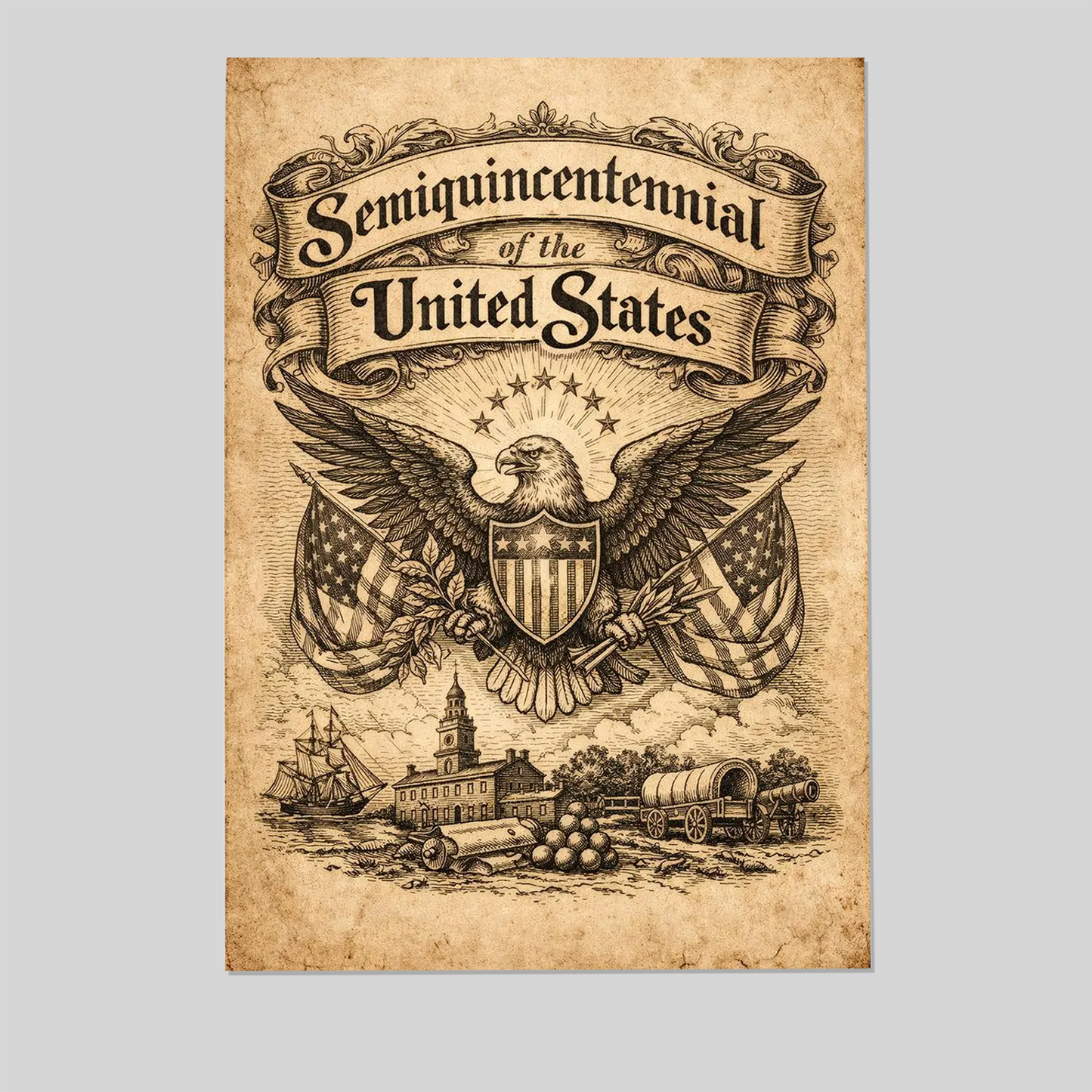 America 250 (1776–2026) Farmhouse Patriotic Decor – Rustic Independence Wall Print - Chalkboard Art