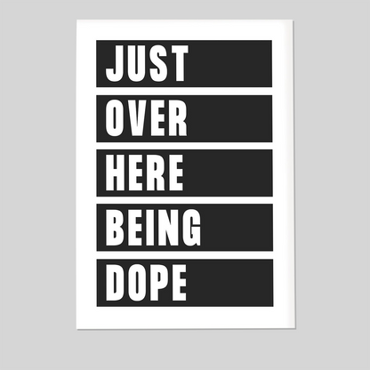 Just Over Here Being Wall Art Printable, Black And White Word Art, Minimalist Typography, Wall Decor Gift