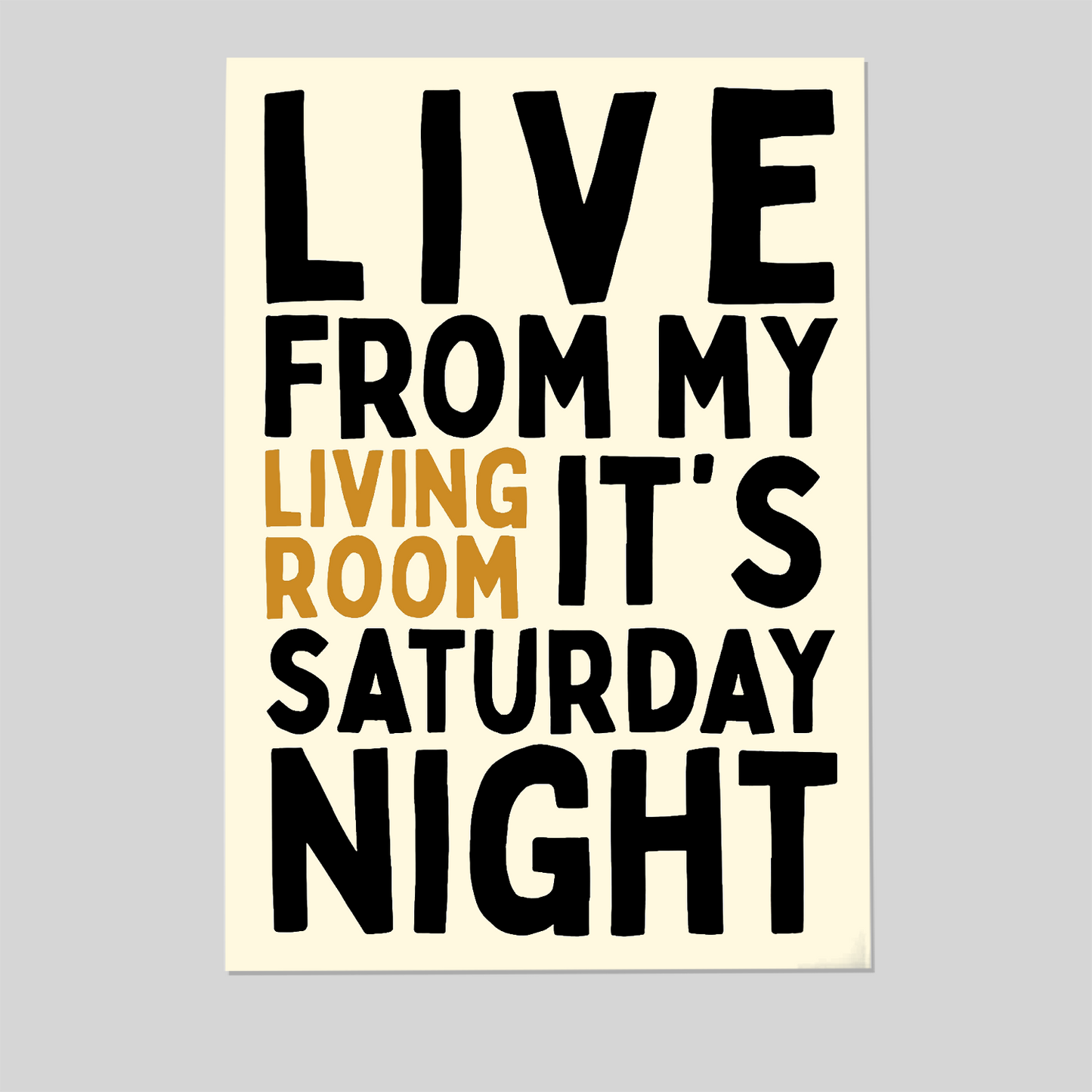 Live From My Living Room | Funny Apartment Poster | Modern Home Decor | Funky Retro Poster | Typography Print