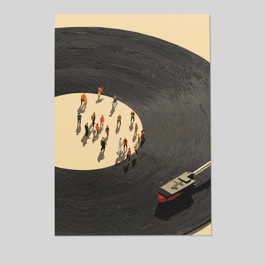 Minimalist Vinyl Record Art, Abstract People Poster, Scandinavian Modern Wall Print