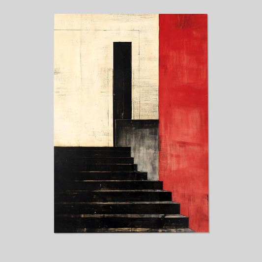 Brutalist Staircase Print, Abstract Vintage Minimalist Poster, Mid Century Modern Architecture Wall Art for Home & Office