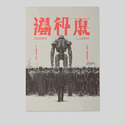 Mecha Propaganda Poster • Retro Sci-Fi Robot Art