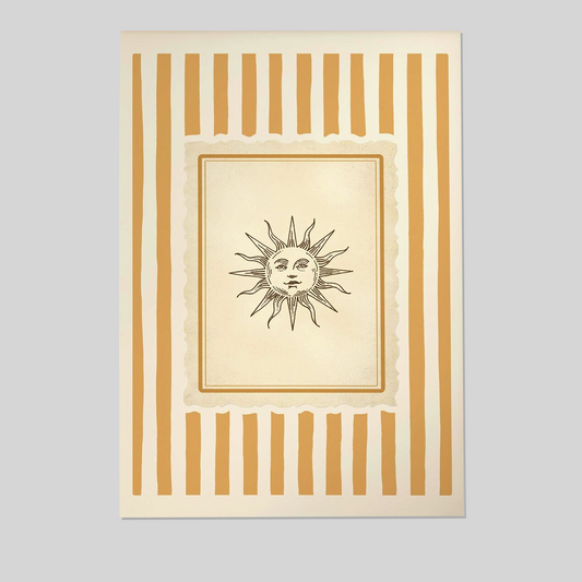 Celestial Sun and Moon Boho Minimalist Art Poster or Canvas Print, Starry Night Poster