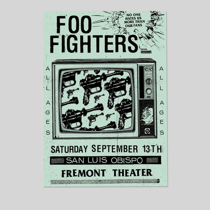 Foo Fighters September 13th 2025 San Luis Obispo Fremont Theater Green Poster Size 24''x36''