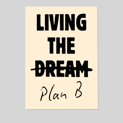 Living The Dream Digital Print, Funny Sarcastic Wall Art, Minimalist Quote Poster, Humorous Office Decor