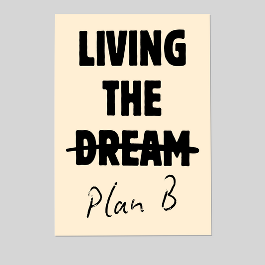 Living The Dream Digital Print, Funny Sarcastic Wall Art, Minimalist Quote Poster, Humorous Office Decor