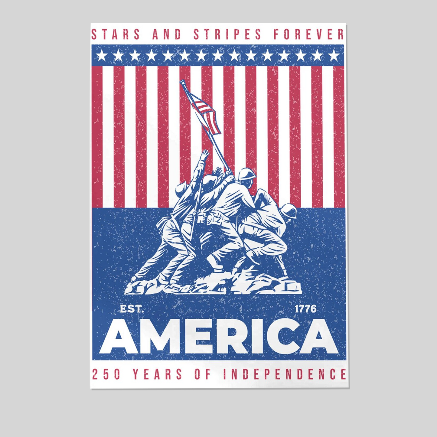 250 Years Poster, 1776-2026, Distressed American Flag Wall Art, Patriotic Rally Sign Decor