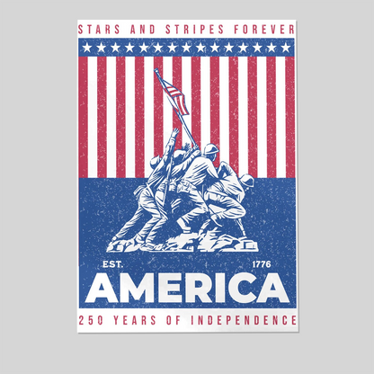 250 Years Poster, 1776-2026, Distressed American Flag Wall Art, Patriotic Rally Sign Decor