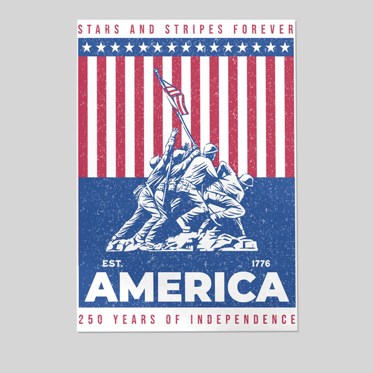 250 Years Poster, 1776-2026, Distressed American Flag Wall Art, Patriotic Rally Sign Decor
