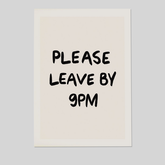 Please Leave By 9PM Wall Art, Typography Wall Art, Funny Quote Print, Modern Living Room Art, Trendy Dorm Room Poster, Guest Check Print