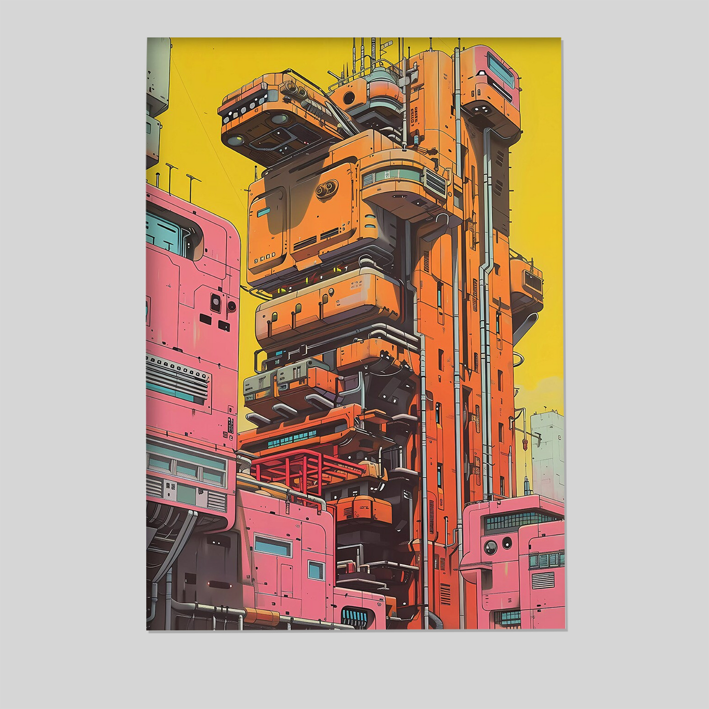Retro-Futuristic Art Print | Cyberpunk Architecture | Sci-Fi Poster