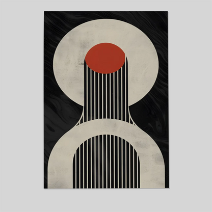 Brutalist Abstract Wall Art Print, Black Beige Red Geometric Poster, Vertical Line Minimalist Design, Modern Printable Bold Home Decor