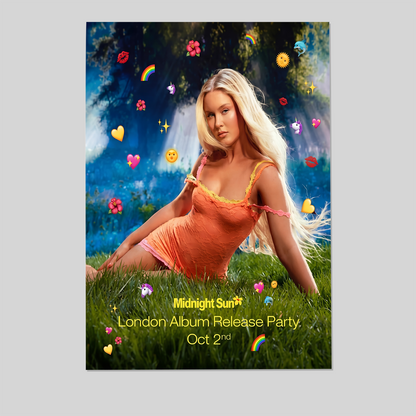Z a r a Larsson Midnight Sun London Album Release Party 2025 Poster, One Sheet Wall Size 24''x36''