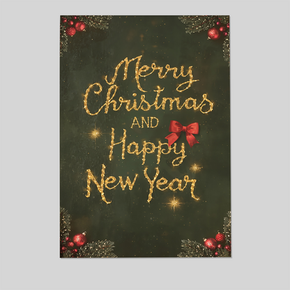 Christmas New Year Sign: Festive Holiday Wall Art Poster, One Sheet Wall Size 24''x36''