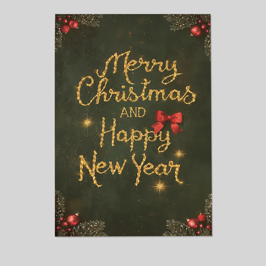 Christmas New Year Sign: Festive Holiday Wall Art Poster, One Sheet Wall Size 24''x36''