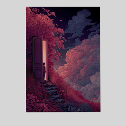 Surreal Fantasy Wall Art Poster, Dreamscape Portal Illustration Print, Mystical Modern Home Decor