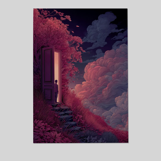 Surreal Fantasy Wall Art Poster, Dreamscape Portal Illustration Print, Mystical Modern Home Decor