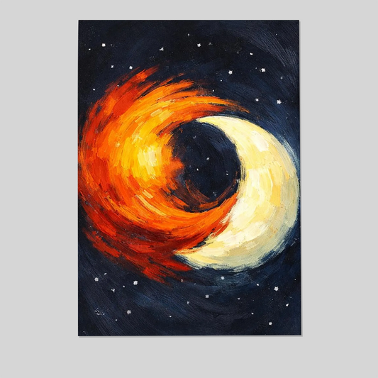 Celestial Sun Moon Yin Yang Print, Cosmic Abstract Poster