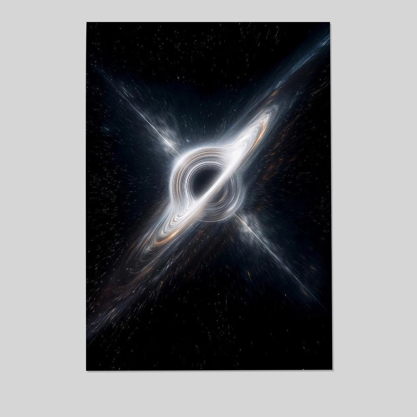 Cosmic Black Hole Poster, Space Galaxy Wall Art, Stellar Black Hole with Light Rings
