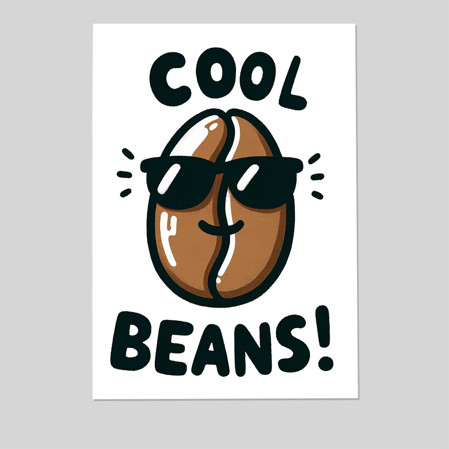 Chic 'Cool Beans!' Poster – Stylish Coffee Bean Illustration, Perfect for Modern Home Decor & Crafts