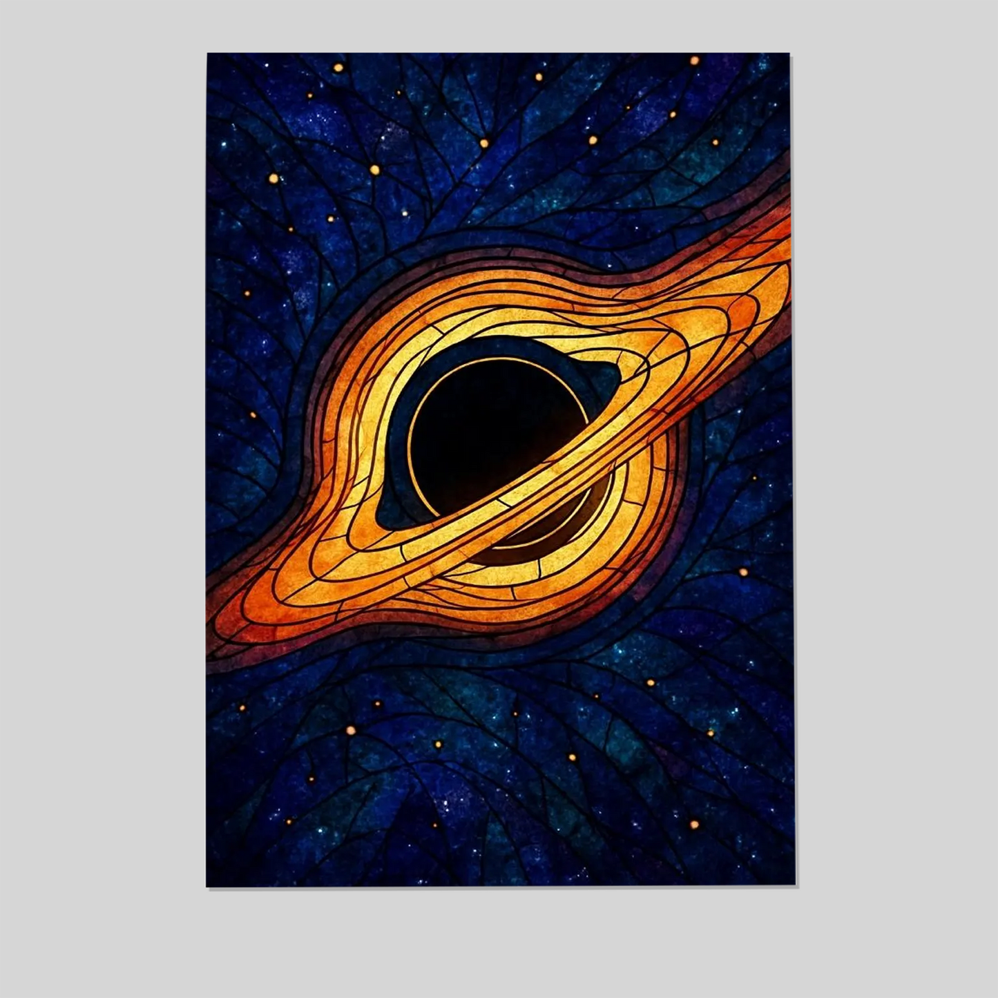 Stained Glass Black Hole Poster, Cosmic Space Wall Art Print