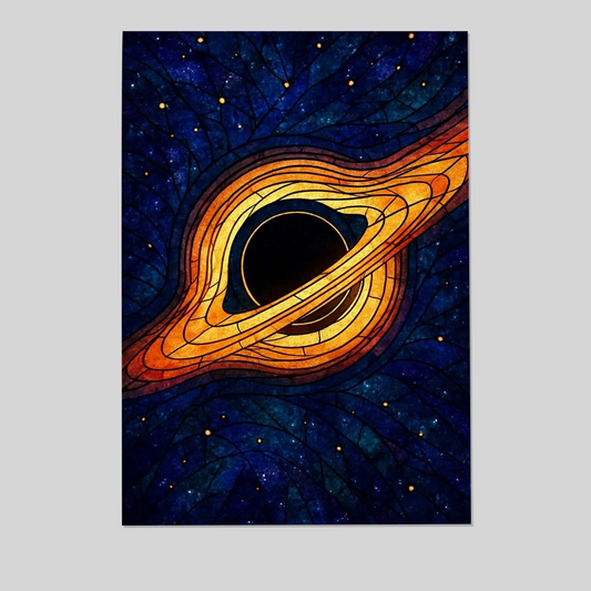 Stained Glass Black Hole Poster, Cosmic Space Wall Art Print