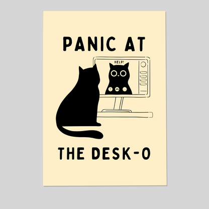 Funny Black Cat Art, Motivational Poster, Desk Decor, Above Bed Decor, Corporate Gift, Trendy Poster, Meme Cat