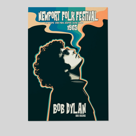 Bob Dylan 1965 Newport Folk Festival Vintage Concert Poster, One Sheet Wall Size 24''x36''