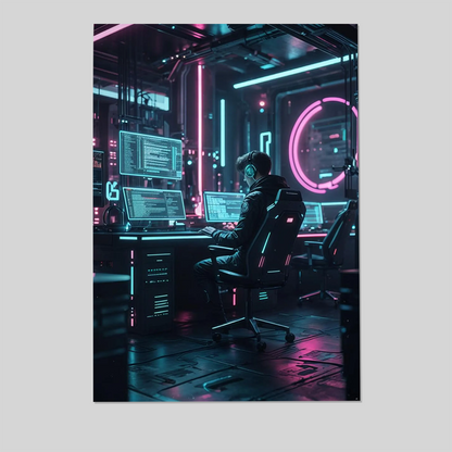 Cyberpunk Hacker Poster – Neon Futuristic Poster
