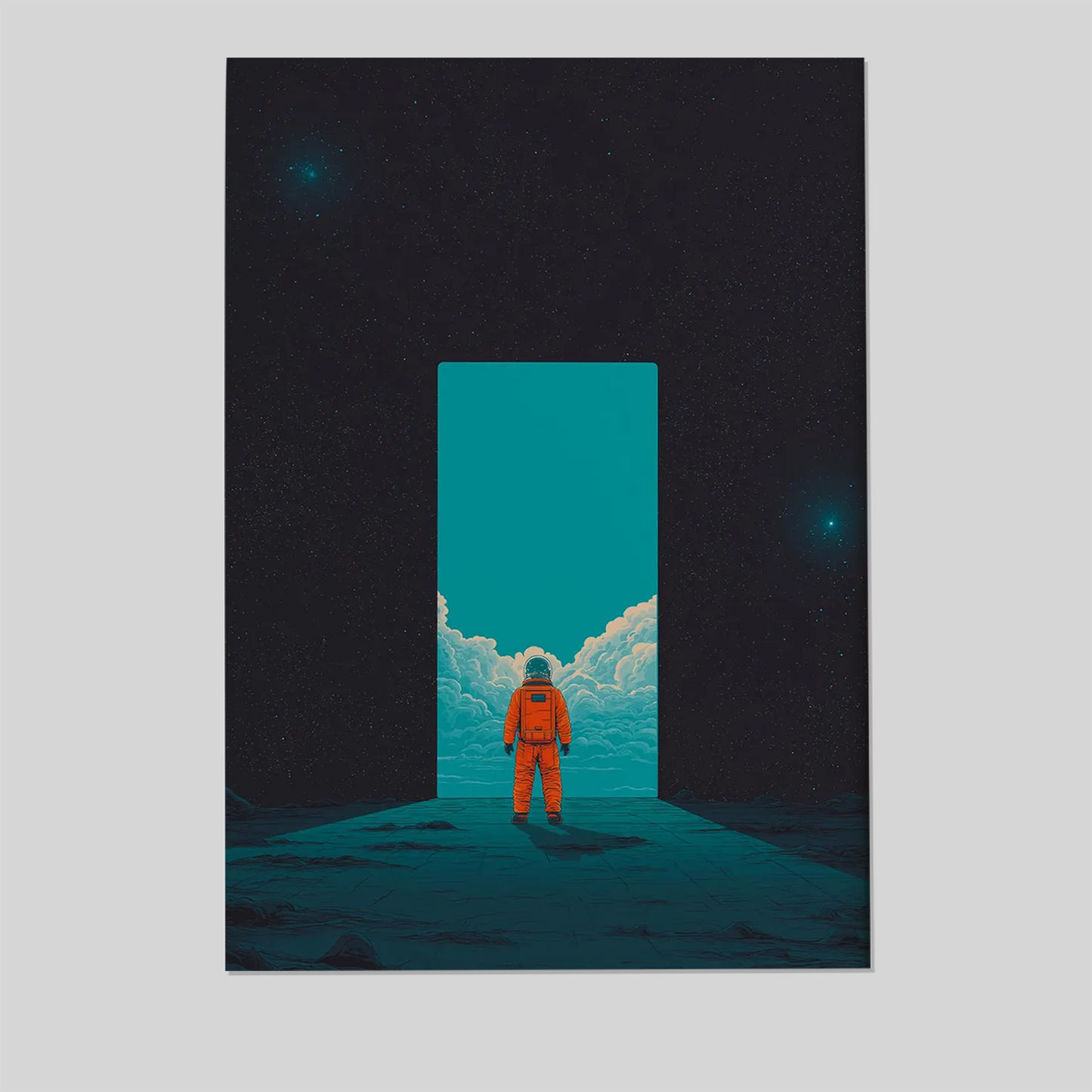 Made it back - Astronaut Portal Wall Art - Surreal Space Doorway - Minimalist Sci Fi Artwork - Sci-Fi Poster