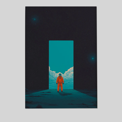 Made it back - Astronaut Portal Wall Art - Surreal Space Doorway - Minimalist Sci Fi Artwork - Sci-Fi Poster