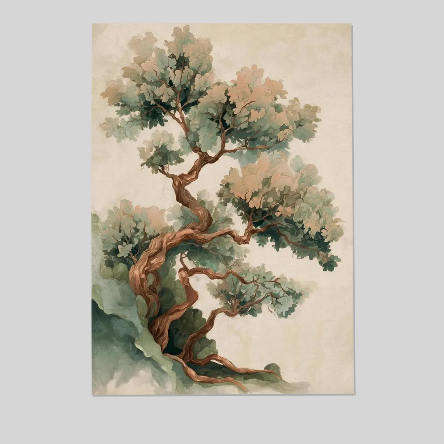 Japanese Pine Tree Art, Minimalist Bonsai Canvas, Zen Botanical Print, Nature Poster