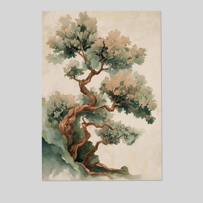 Japanese Pine Tree Art, Minimalist Bonsai Canvas, Zen Botanical Print, Nature Poster