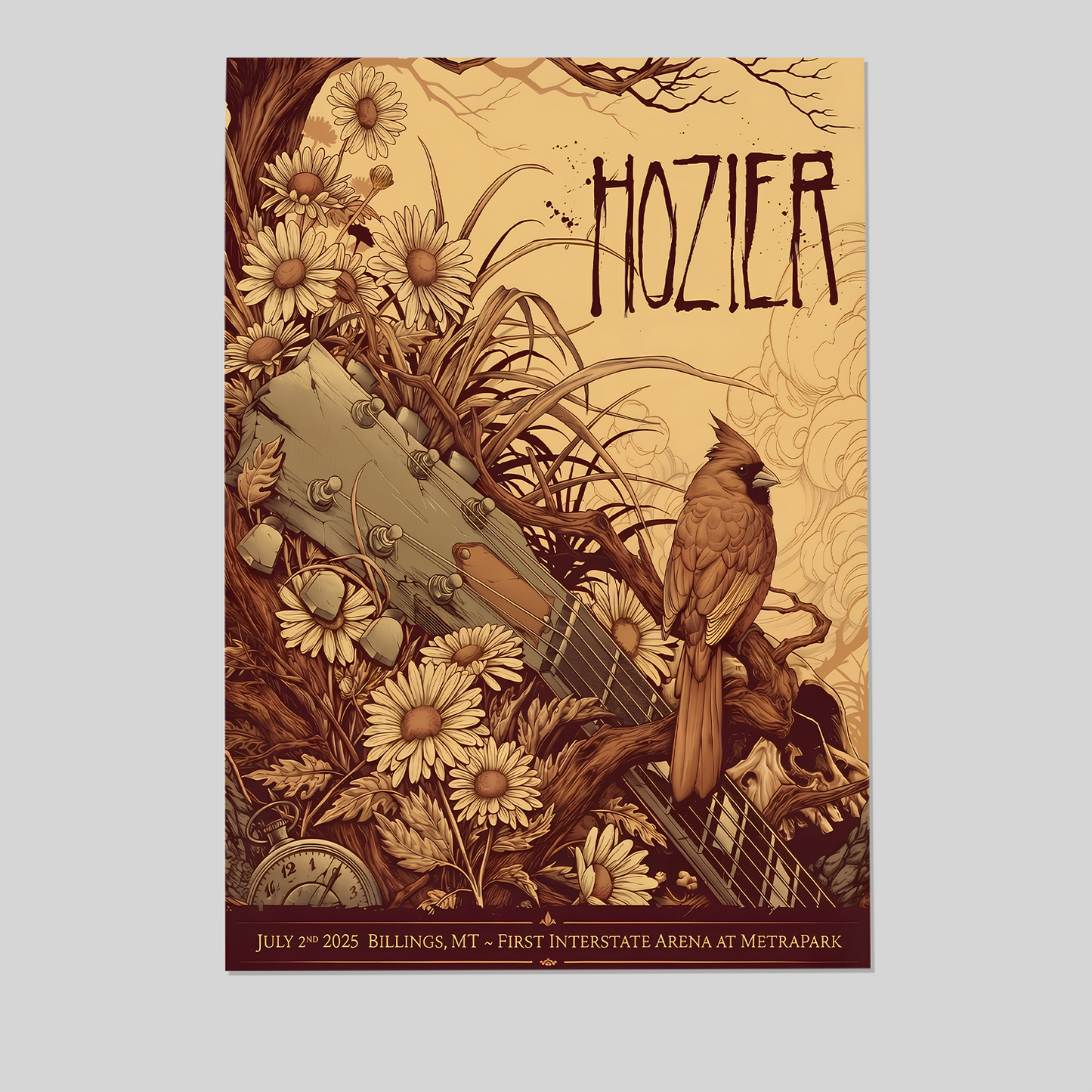 Music Poster Hozier Billings July 2 Show Tour 2025 Size 24''x36''