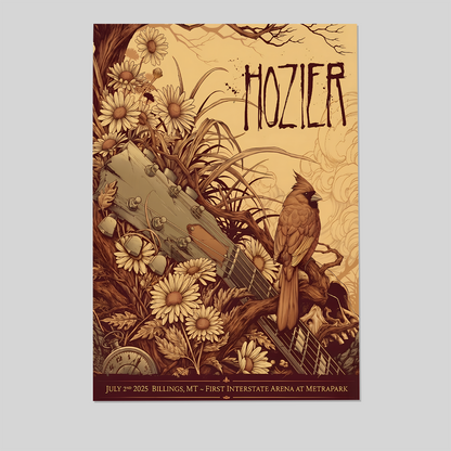 Music Poster Hozier Billings July 2 Show Tour 2025 Size 24''x36''