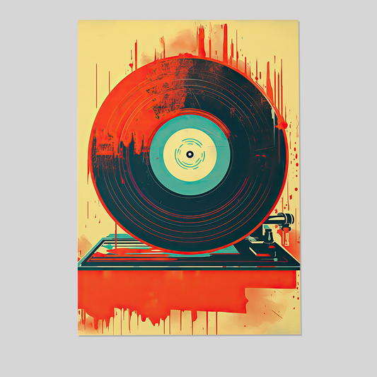 Harmonious Grooves: Vintage-Inspired Vinyl Record Art Print | Retro Mid Century Wall Decor | Trendy Art for Dorms