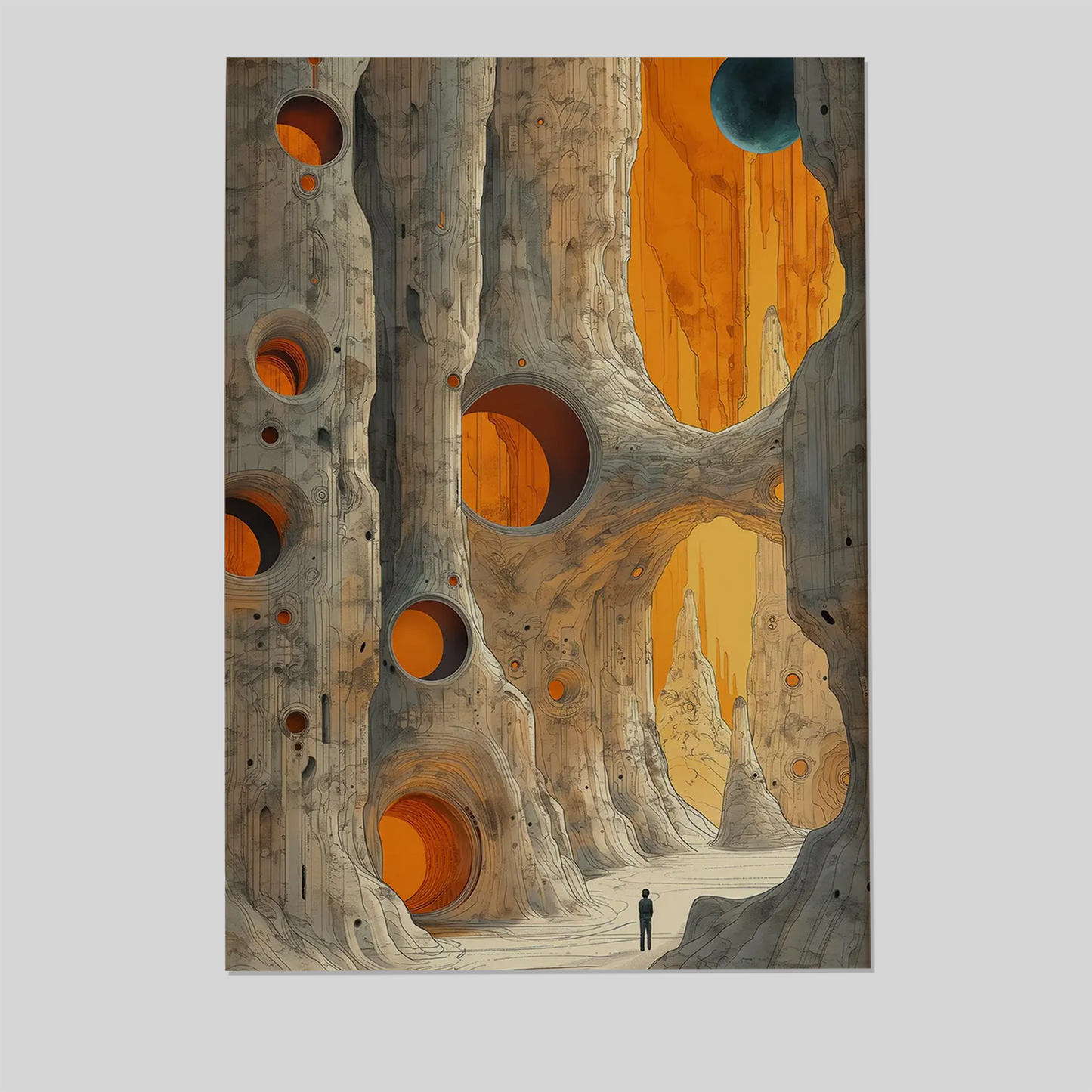 Surreal Sci Fi Canyon Wall Art - Futuristic Alien Poster