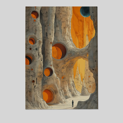 Surreal Sci Fi Canyon Wall Art - Futuristic Alien Poster
