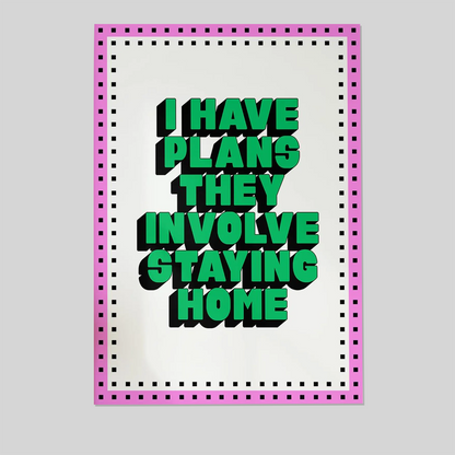 I Have Plans Poster, Funny Introvert Wall Art, Retro Typography Printable