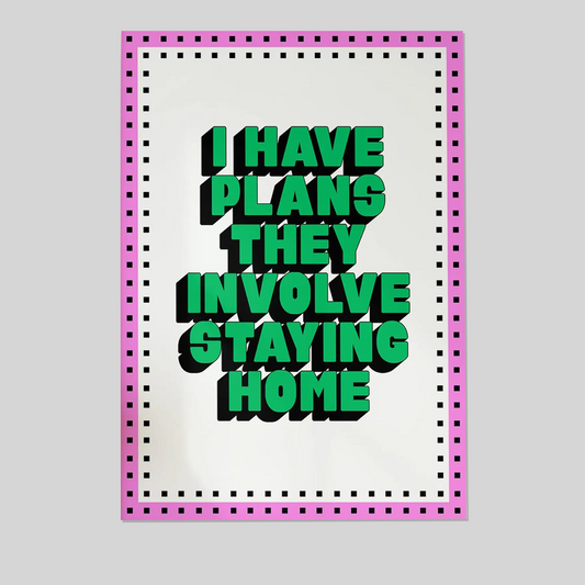 I Have Plans Poster, Funny Introvert Wall Art, Retro Typography Printable