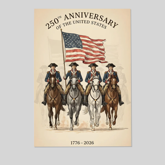 USA 250th Anniversary Patriotic Poster | 1776–2026 Independence History Art | Vintage USA Flag Decor