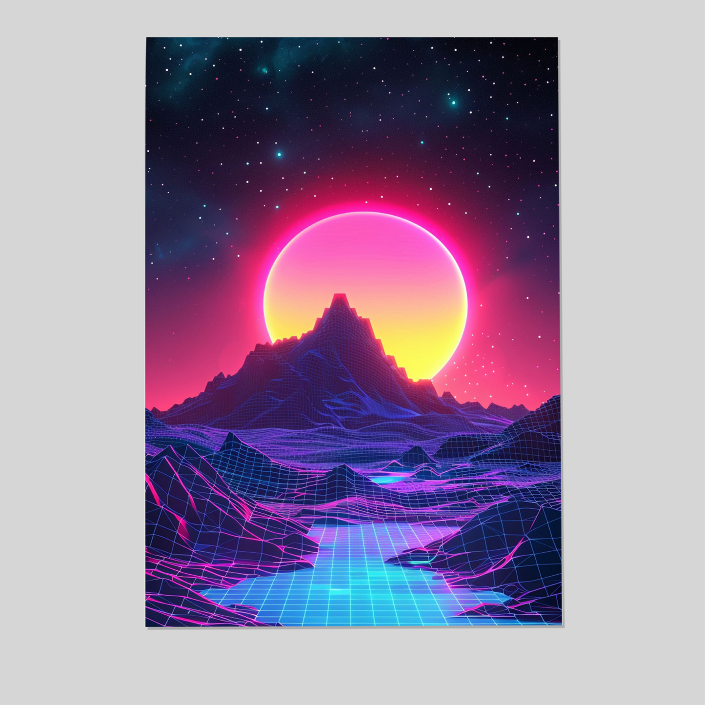 Retro Wave Blue and Purple Vibrant Color Tones Poster