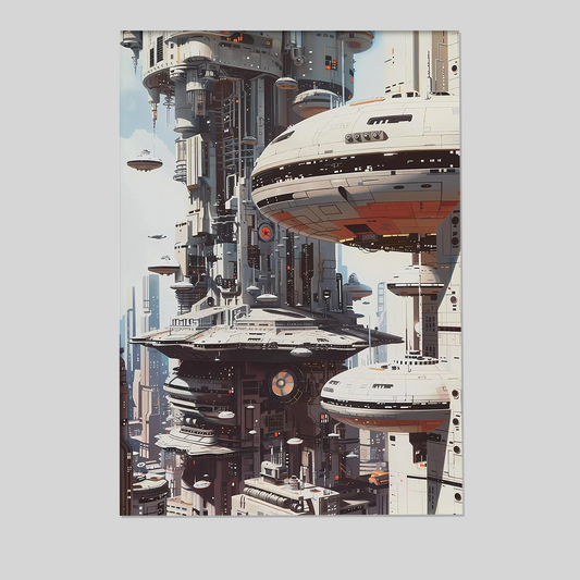 Futuristic Sci-Fi Cityscape Art Print – High Tech Futuristic Building Poster