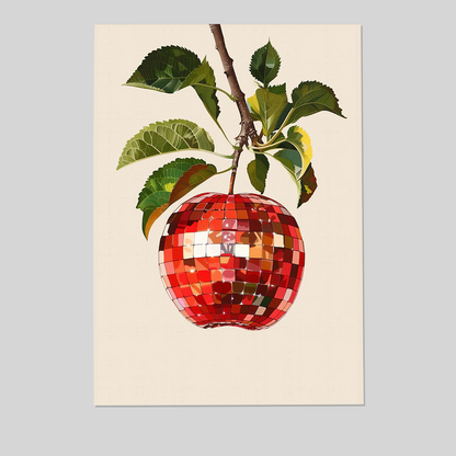 Kitchen Decor- Red Disco Apple Wall Art Poster Size 24''x36''