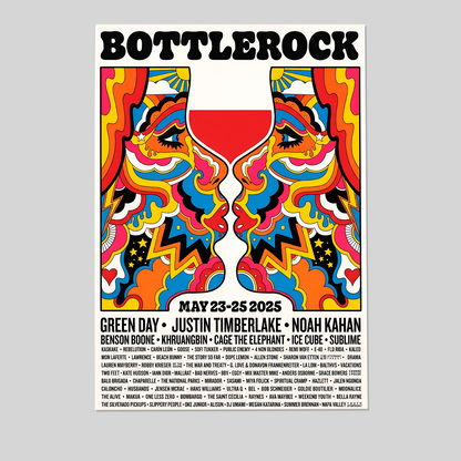Bottlerock 2025 Poster Napa Valley CA S/N Benson Boone Sublime Size 24''x36''