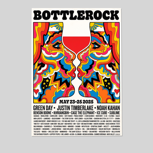 Bottlerock 2025 Poster Napa Valley CA S/N Benson Boone Sublime Size 24''x36''