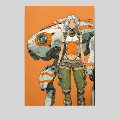 Cyberpunk Mecha Print: Sci-Fi Poster