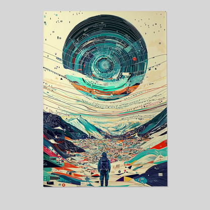 Cosmic Wilderness Exploration - Futuristic Landscape Poster, Vibrant Art Print for Modern Home Decor